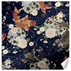 Japanese Wave Koi Illustration Pattern Canvas 20  X 20  by Ndabl3x