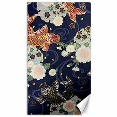 Japanese Wave Koi Illustration Pattern Canvas 40  X 72  by Ndabl3x