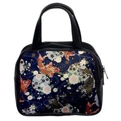 Japanese Wave Koi Illustration Pattern Classic Handbag (two Sides) by Ndabl3x