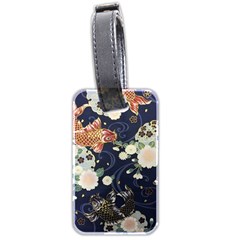 Japanese Wave Koi Illustration Pattern Luggage Tag (two Sides) by Ndabl3x