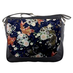 Japanese Wave Koi Illustration Pattern Messenger Bag