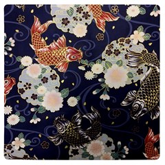 Japanese Wave Koi Illustration Pattern Uv Print Square Tile Coaster 