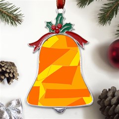 Pattern Abstract Triangle Simple Metal Holly Leaf Bell Ornament by Bedest