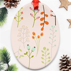 Boho Pattern Berries Flowers Nature Ornament (oval)