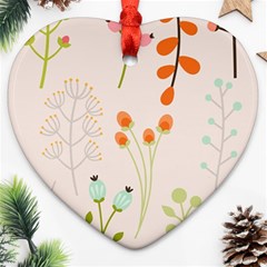 Boho Pattern Berries Flowers Nature Ornament (heart)