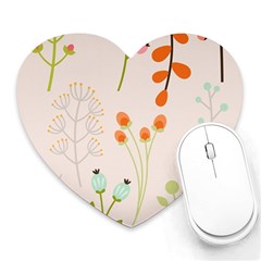 Boho Pattern Berries Flowers Nature Heart Mousepad by Bedest