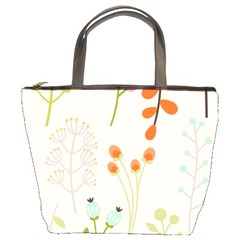 Boho Pattern Berries Flowers Nature Bucket Bag by Bedest