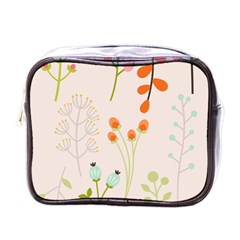 Boho Pattern Berries Flowers Nature Mini Toiletries Bag (one Side) by Bedest