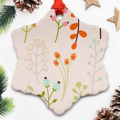 Boho Pattern Berries Flowers Nature Snowflake Ornament (two Sides)