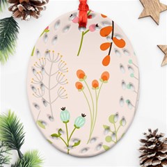 Boho Pattern Berries Flowers Nature Ornament (oval Filigree)