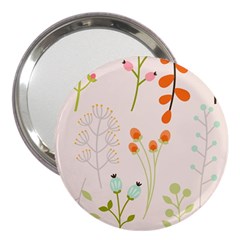 Boho Pattern Berries Flowers Nature 3  Handbag Mirrors by Bedest