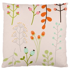 Boho Pattern Berries Flowers Nature Large Premium Plush Fleece Cushion Case (one Side) by Bedest