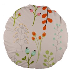 Boho Pattern Berries Flowers Nature Large 18  Premium Flano Round Cushions by Bedest