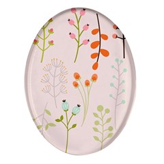 Boho Pattern Berries Flowers Nature Oval Glass Fridge Magnet (4 Pack) by Bedest