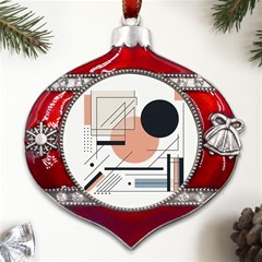 Abstract Architecture Metal Snowflake And Bell Red Ornament by Bedest