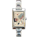 Boho Abstract Architecture Rectangle Italian Charm Watch Front