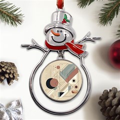 Boho Abstract Architecture Metal Snowman Ornament