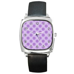 Purple Pattern Seamless Texture Mandala Square Metal Watch