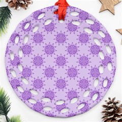 Purple Pattern Seamless Texture Mandala Round Filigree Ornament (two Sides)