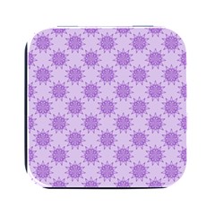 Purple Pattern Seamless Texture Mandala Square Metal Box (black)