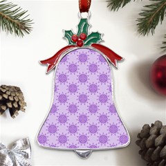 Purple Pattern Seamless Texture Mandala Metal Holly Leaf Bell Ornament by Bedest