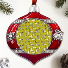 Eyes Pattern Metal Snowflake And Bell Red Ornament