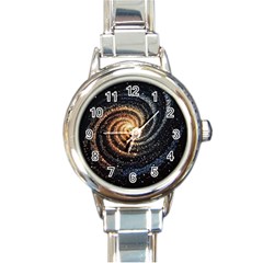 Galaxy Background Star Round Italian Charm Watch by Bedest