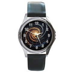 Galaxy Background Star Round Metal Watch by Bedest