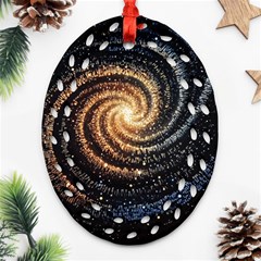 Galaxy Background Star Oval Filigree Ornament (two Sides)