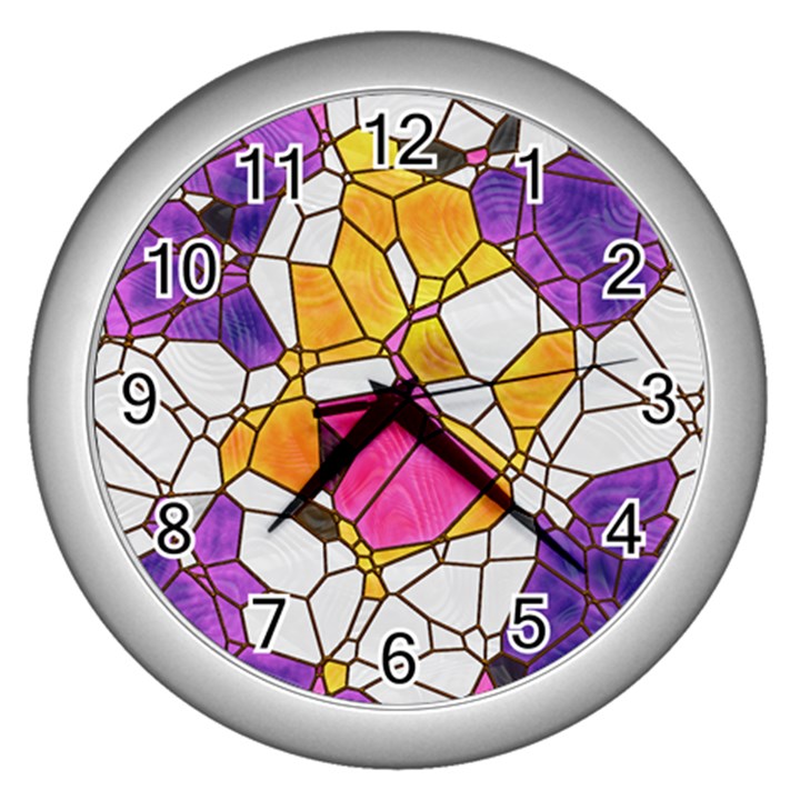 Architecture Glass Abstract Pattern Wall Clock (Silver)