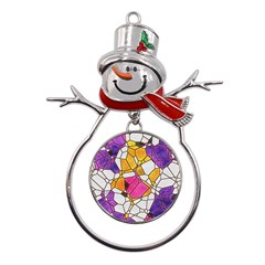 Architecture Glass Abstract Pattern Metal Snowman Ornament