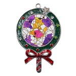 Architecture Glass Abstract Pattern Metal X Mas Lollipop with Crystal Ornament Front