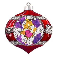 Architecture Glass Abstract Pattern Metal Snowflake And Bell Red Ornament