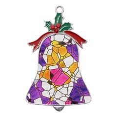 Architecture Glass Abstract Pattern Metal Holly Leaf Bell Ornament