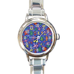 Grateful Dead Dancing Bears Pattern Round Italian Charm Watch