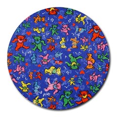 Grateful Dead Dancing Bears Pattern Round Mousepad