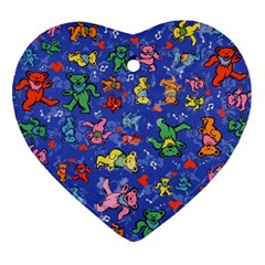 Grateful Dead Dancing Bears Pattern Ornament (heart)