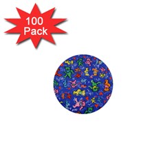 Grateful Dead Dancing Bears Pattern 1  Mini Buttons (100 Pack) 