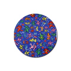 Grateful Dead Dancing Bears Pattern Rubber Round Coaster (4 Pack) by Salmanaz77