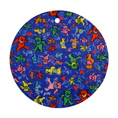 Grateful Dead Dancing Bears Pattern Round Ornament (two Sides)