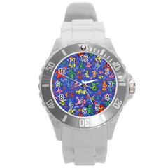 Grateful Dead Dancing Bears Pattern Round Plastic Sport Watch (l)