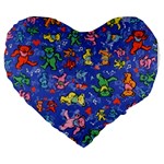 Grateful Dead Dancing Bears Pattern Large 19  Premium Heart Shape Cushions Front