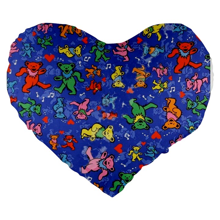 Grateful Dead Dancing Bears Pattern Large 19  Premium Heart Shape Cushions