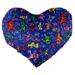 Grateful Dead Dancing Bears Pattern Large 19  Premium Heart Shape Cushions Back