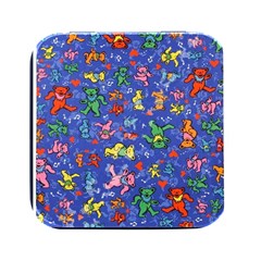 Grateful Dead Dancing Bears Pattern Square Metal Box (black) by Salmanaz77