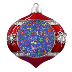 Grateful Dead Dancing Bears Pattern Metal Snowflake And Bell Red Ornament by Salmanaz77