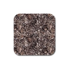 Earth Tones Fall Abstract Textured Print Rubber Square Coaster (4 Pack) by dflcprintsclothing