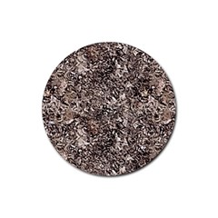 Earth Tones Fall Abstract Textured Print Rubber Coaster (round) by dflcprintsclothing