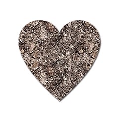 Earth Tones Fall Abstract Textured Print Heart Magnet