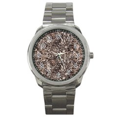 Earth Tones Fall Abstract Textured Print Sport Metal Watch by dflcprintsclothing